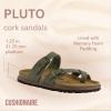 imageCUSHIONAIRE Pluto Cork Footbed Summer Sandals for Women Comfortable Slides with Adjustable Buckles Toe Loop ampamp Stitched Design  Stylish Slip On Women FootwearOlive