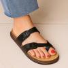 imageCUSHIONAIRE Pluto Cork Footbed Summer Sandals for Women Comfortable Slides with Adjustable Buckles Toe Loop ampamp Stitched Design  Stylish Slip On Women FootwearBlack