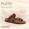 imageCUSHIONAIRE Pluto Cork Footbed Summer Sandals for Women Comfortable Slides with Adjustable Buckles Toe Loop ampamp Stitched Design  Stylish Slip On Women FootwearWhiskey