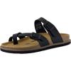 imageCUSHIONAIRE Pluto Cork Footbed Summer Sandals for Women Comfortable Slides with Adjustable Buckles Toe Loop ampamp Stitched Design  Stylish Slip On Women FootwearBlack