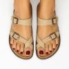 imageCUSHIONAIRE Pluto Cork Footbed Summer Sandals for Women Comfortable Slides with Adjustable Buckles Toe Loop ampamp Stitched Design  Stylish Slip On Women FootwearStone