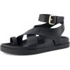 imageCUSHIONAIRE Entry Womens Ankle Wrap Molded Footbed Sandal with Adjustable Strap  NonSlip Outsole  Womens Platform Sandals  Comfortable Summer Shoes  Wide Widths AvailableBlack Smooth