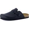 imageCUSHIONAIRE Haze Mens Clogs  Comfortable SlipOn Clogs for Men with Arch Support and Cork Suede Footbed  Perfect Potato Shoes for Indoor ampamp Outdoor UseBlack Nappa