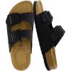 imageCUSHIONAIRE Lane Cork Footbed Sandals for Women  Comfortable Double Buckle SlipOn with Genuine Suede Footbed ampamp Arch Support Slides for Women FootwearBlack