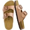 imageCUSHIONAIRE Lane Cork Footbed Sandals for Women  Comfortable Double Buckle SlipOn with Genuine Suede Footbed ampamp Arch Support Slides for Women FootwearGold Rose