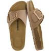 imageCUSHIONAIRE Leeds Sandals for Women Slip On Big Buckle Slide Womens Sandals with Memory Foam Footbed Comfortable Summer FootwearNude