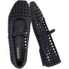 imageCUSHIONAIRE Weavy Squared Toe Woven Ballet Flats Shoes for Women with Memory Foam  Comfortable Mary Jane Flats for Women with Breathable Mesh Design  Wide Widths AvailableBlack Woven