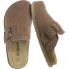 imageCUSHIONAIRE Womens Blain Genuine Suede SlipOn Clogs with  Memory Foam ampamp Chic Buckle Mule  Comfortable NonSlip Wide Widths AvailableTaupe Suede