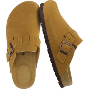 imageCUSHIONAIRE Hana  Genuine Leather Suede Classic Clog Womens Shoes  Slip On Mule Comfortable Shoes for WomenCamel