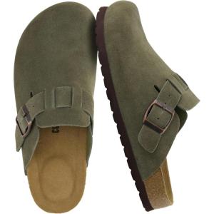 imageCUSHIONAIRE Hana  Genuine Leather Suede Classic Clog Womens Shoes  Slip On Mule Comfortable Shoes for WomenKhaki