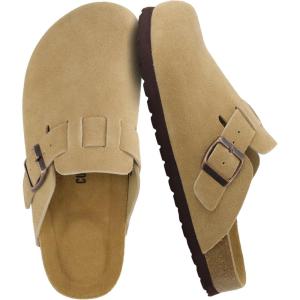 imageCUSHIONAIRE Hana  Genuine Leather Suede Classic Clog Womens Shoes  Slip On Mule Comfortable Shoes for WomenSand