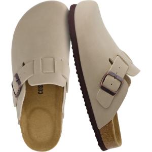 imageCUSHIONAIRE Hana Womens Clogs  Comfortable Vegan Suede Clogs for Women  Slip On Potato Shoes with Cork Footbed ampamp Arch Support  Memory Foam Wide Widths AvailableStone