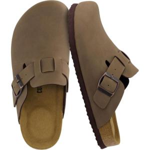 imageCUSHIONAIRE Hana Womens Clogs  Comfortable Vegan Suede Clogs for Women  Slip On Potato Shoes with Cork Footbed ampamp Arch Support  Memory Foam Wide Widths AvailableBrown