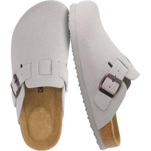 imageCUSHIONAIRE Hana Womens Clogs  Comfortable Vegan Suede Clogs for Women  Slip On Potato Shoes with Cork Footbed ampamp Arch Support  Memory Foam Wide Widths AvailableIvory Vegan Suede