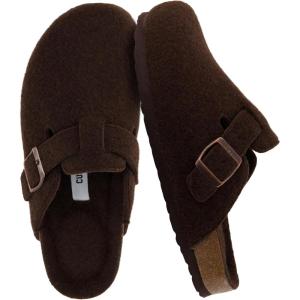imageCUSHIONAIRE Hana Womens Clogs  Comfortable Vegan Suede Clogs for Women  Slip On Potato Shoes with Cork Footbed ampamp Arch Support  Memory Foam Wide Widths AvailableBrown Wool