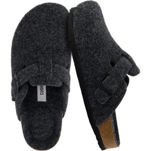 imageCUSHIONAIRE Hana Womens Clogs  Comfortable Vegan Suede Clogs for Women  Slip On Potato Shoes with Cork Footbed ampamp Arch Support  Memory Foam Wide Widths AvailableCharcoal Wool