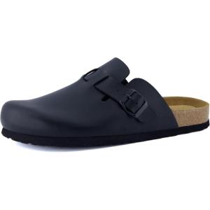 imageCUSHIONAIRE Haze Mens Clogs  Comfortable SlipOn Clogs for Men with Arch Support and Cork Suede Footbed  Perfect Potato Shoes for Indoor ampamp Outdoor UseBlack Nappa