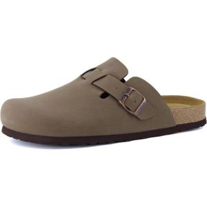 imageCUSHIONAIRE Haze Mens Clogs  Comfortable SlipOn Clogs for Men with Arch Support and Cork Suede Footbed  Perfect Potato Shoes for Indoor ampamp Outdoor UseBrown Nubuck