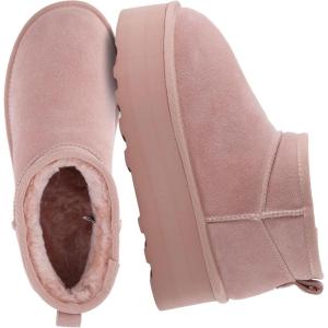 imageCUSHIONAIRE Hippy Womens Platform Ankle Boots  Genuine Suede Faux Fur Lining Cozy Winter SlipOn Design Comfortable Footwear with Wide Widths AvailablePink