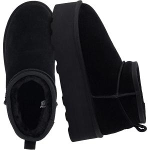imageCUSHIONAIRE Hippy Womens Platform Ankle Boots  Genuine Suede Faux Fur Lining Cozy Winter SlipOn Design Comfortable Footwear with Wide Widths AvailableBlack