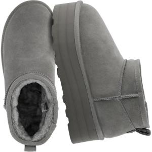 imageCUSHIONAIRE Hippy Womens Platform Ankle Boots  Genuine Suede Faux Fur Lining Cozy Winter SlipOn Design Comfortable Footwear with Wide Widths AvailableGrey