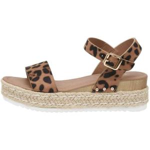imageCUSHIONAIRE Melissa Espadrille Platform Sandals For Women with Adjustable Ankle Strap and Memory Foam InsoleComfortable Womens Sandals for SummerLeopard