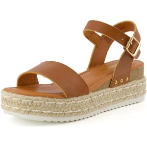 imageCUSHIONAIRE Melissa Espadrille Platform Sandals For Women with Adjustable Ankle Strap and Memory Foam InsoleComfortable Womens Sandals for SummerTan