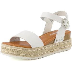 imageCUSHIONAIRE Melissa Espadrille Platform Sandals For Women with Adjustable Ankle Strap and Memory Foam InsoleComfortable Womens Sandals for SummerWhite