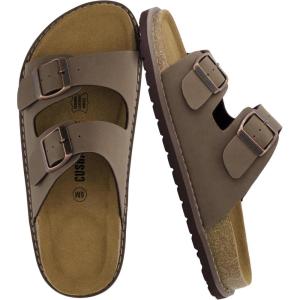 imageCUSHIONAIRE Plano SlipOn Sandals for Women with Arch Support Adjustable Buckle Straps and Stitched Outsole  Casual Flat Summer Womens SandalsBrown