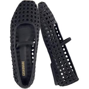 imageCUSHIONAIRE Weavy Squared Toe Woven Ballet Flats Shoes for Women with Memory Foam  Comfortable Mary Jane Flats for Women with Breathable Mesh Design  Wide Widths AvailableBlack Woven