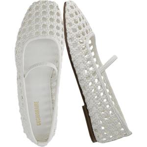 imageCUSHIONAIRE Weavy Squared Toe Woven Ballet Flats Shoes for Women with Memory Foam  Comfortable Mary Jane Flats for Women with Breathable Mesh Design  Wide Widths AvailableWhite
