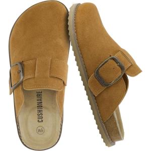 imageCUSHIONAIRE Womens Blain Genuine Suede SlipOn Clogs with  Memory Foam ampamp Chic Buckle Mule  Comfortable NonSlip Wide Widths AvailableChestnut Suede