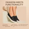 imageCUSHIONAIRE Faze Womens Quilted SlipOn Sneaker  Faux Leather Casual Shoe with Memory Foam Insole ampamp Rubber OutsoleBlack