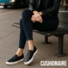 imageCUSHIONAIRE Faze Womens Quilted SlipOn Sneaker  Faux Leather Casual Shoe with Memory Foam Insole ampamp Rubber OutsoleBlack