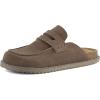 imageCUSHIONAIRE Zola Womens Penny Clog Mule  Suede SlipOn with Memory Foam Cork Footbed ampamp Flexible OutsoleTaupe