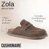 imageCUSHIONAIRE Zola Womens Penny Clog Mule  Suede SlipOn with Memory Foam Cork Footbed ampamp Flexible OutsoleTaupe