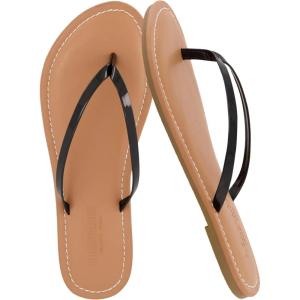 imageCUSHIONAIRE Cora Flip Flops for Women  Vacation Beach Essentials  Casual Women Footwear Sandals with Wide Widths AvailableBlack Patent
