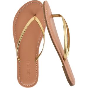 imageCUSHIONAIRE Cora Flip Flops for Women  Vacation Beach Essentials  Casual Women Footwear Sandals with Wide Widths AvailableGold