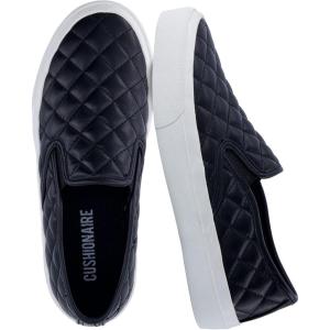 imageCUSHIONAIRE Faze Womens Quilted SlipOn Sneaker  Faux Leather Casual Shoe with Memory Foam Insole ampamp Rubber OutsoleBlack