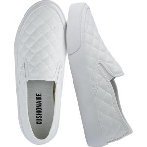 imageCUSHIONAIRE Faze Womens Quilted SlipOn Sneaker  Faux Leather Casual Shoe with Memory Foam Insole ampamp Rubber OutsoleWhite
