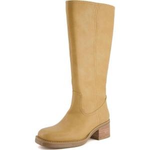 imageCUSHIONAIRE Sawyer Tall Chunky Heel Womens Boots  Pull On Casual Knee High Boots for WomenHoney