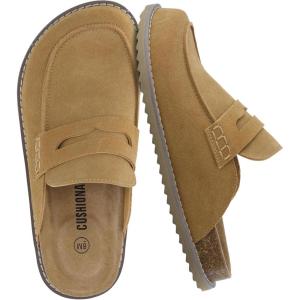 imageCUSHIONAIRE Zola Womens Penny Clog Mule  Suede SlipOn with Memory Foam Cork Footbed ampamp Flexible OutsoleChestnut