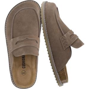 imageCUSHIONAIRE Zola Womens Penny Clog Mule  Suede SlipOn with Memory Foam Cork Footbed ampamp Flexible OutsoleTaupe