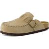 imageCUSHIONAIRE Canoe Genuine Suede Clogs for Women Footwear with Moc Toe Design  Casual Slip On Womens ShoesBeige