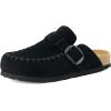 imageCUSHIONAIRE Canoe Genuine Suede Clogs for Women Footwear with Moc Toe Design  Casual Slip On Womens ShoesBlack