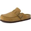 imageCUSHIONAIRE Canoe Genuine Suede Clogs for Women Footwear with Moc Toe Design  Casual Slip On Womens ShoesCamel
