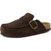 imageCUSHIONAIRE Canoe Genuine Suede Clogs for Women Footwear with Moc Toe Design  Casual Slip On Womens ShoesDark Brown