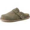 imageCUSHIONAIRE Womens Blain Genuine Suede SlipOn Clogs with  Memory Foam ampamp Chic Buckle Mule  Comfortable NonSlip Wide Widths AvailableMoss