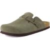 imageCUSHIONAIRE Haze Genuine Suede Leather Mens Clogs  Comfortable Slip On Potato Shoes for Men with Adjustable BuckleOlive