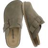 imageCUSHIONAIRE Womens Blain Genuine Suede SlipOn Clogs with  Memory Foam ampamp Chic Buckle Mule  Comfortable NonSlip Wide Widths AvailableMoss